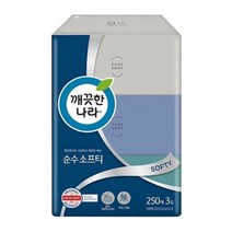 깨끗한나라 순수 소프티 미용티슈 250매x3 휴지, 250매, 3개입