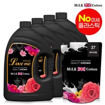 밀크코튼 고농축 유연제 러브미향 3.06L 4개 +에이프릴향 리필 700ml 1개, 단품