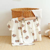 아기 여름 내복 모달 곰돌이 반팔 5부 내의 세트