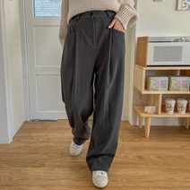 로로텐 핀턱 와이드 롱 슬랙스 바지 여성 빅사이즈