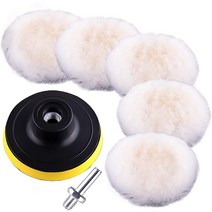 SIQUK 7피스 울 폴리싱 패드 버핑 패드 15.2cm(6인치) 버핑 휠 폴리싱 버퍼 울 왁싱 패드 자동차 폴리싱 패드 키트 자동차 폴리셔용