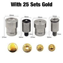 뱃지제작 831/655/633 스냅 패스너 버튼 다이 금속 버클 설치 몰드 리벳 프레스 핸드 기계, 17mm(831), With 25sets Gold