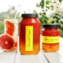 [초코써니 자몽청] 에이드 홈 카페 수제청 과일청 500g 답례품 차 선물 세트 대용량 납품, ●500g(자몽청+자몽청)2병세트