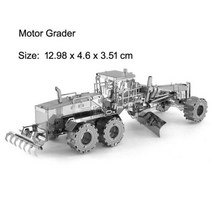 3D 금속 조립 모델 DIY 퍼즐 엔지니어링 차량 긴 코 COE 트럭 로더 크레인 1000 조각 몬테소리, Motor-Grader