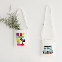 [제이제이오피스] 두근두근아트 크로스백 만들기 DIY 친환경 패브릭 아트 민화 컬러링 캔버스 천 가방 전통 문양 무늬 미니 에코백 보조가방, 04_고래