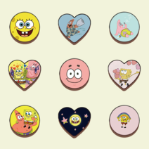 스폰지밥 핸드폰 그립톡 스마트톡 귀여운 캐릭터 주문제작 휴대폰 거치대, 동그라미,하트중선택 이미지번호기재