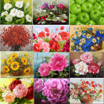 모모픽스페인팅 diy 쉬운 명화그리기 꽃 나무 정물화 50x40 유화 아크릴 물감 색칠 세트, I20 랑샤이닝 붓꽃