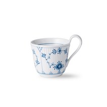 Royal Copenhagen 로얄코펜하겐 블루 플루티드 플레인 피겨린 도자기 하이 핸들 컵 & 소서 커피 잔 찻잔 250ml