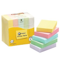 프린텍 스티키노트 알뜰팩 파스텔 100매5EA 51x38/ 포스트잇 점착메모지 학용품 사무용품, 단품