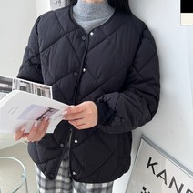 뉴뉴샵 여성용 탄탄한 프리미엄 노카라 퀄팅숏패딩 점퍼