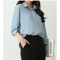 국산 카라 쉬폰 크림 블라우스 3컬러 빅사이즈 여신룩 셔츠