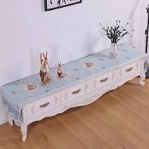 SKANDSALO 식탁보 레이스 패브릭아트 직사각형 거실 화장대 신발장 긴테이블 커버먼지방지 덮개천, T11-자스민 그린, C05-46*180CM(적합 장롱 110-140CM)