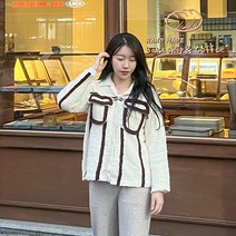 뽀글이 배색 자켓 가디건