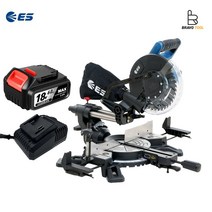 ES산업 18V 충전 슬라이드 각도 절단기 8인치 6.0Ah 배터리 세트 LS1118MS, 1개, 02.본체+6.0Ah배터리2개+충전기