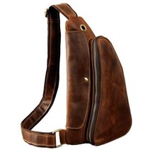 파우치 슬링백 크로스백 웨이스트백 허리가방 남자 가죽 캐주얼 힙색 가슴 디자인 한 숄더 Crossbody 가방 남성 9976-d, 갈색
