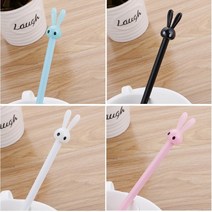 깜찍 토끼 볼펜 0.5mm (1개) 중성볼펜 귀여운디자인 깜찍디자인 귀여운볼펜 사은품 판촉용 검정볼펜 캐릭터볼펜 단체선물 홍보, 29762) 화이트