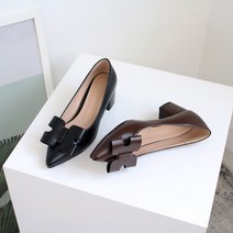 스퀘어 리본 포인티드 스틸레토 펌프스힐 뾰족구두