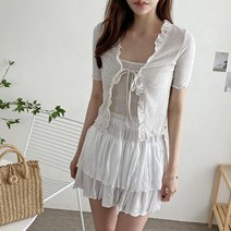 oshu / 미니멀 프릴 쫀쫀한 20대 30대 대학생 미니가디건