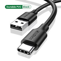 ugreen usb c 케이블 type c 충전 케이블 11t pro samsung s21 usb c 케이블 전화 와이어 코드 3a qc3.0 usb type c, 협력사, 튼튼한 PVC 검정, 0.5m