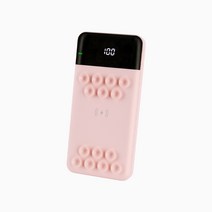 라이프썸 흡착 고속 무선보조배터리 10000mAh LED 잔량표시 USB타입C 고속충전 대용량 보조배터리, 베이비핑크