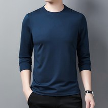 긴팔 이너셔츠 한박칠 환영 아치 함 누에실 봄가을 남자티 얇은 솔리드 무지 소매 캐쥬얼 모달 라운드넥 3826264773