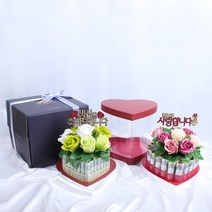 하트 돈케이크 만들기 지폐20장용, 부모님 은혜 감사드립니다(고급 펠트), 03.믹스크림플라워+크림국화+민트색리본+원형케이스