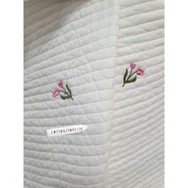 혜인천 대폭 60수 할미꽃핑크 자수 누빔원단 아이원단 패드 [저데니아솜], 백아이보리
