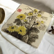 복을 부르는 동양 수묵 담채화 전통 민화 한국화 캔버스 액자 인테리어, 21.장수 노란국화