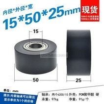 Hardware 자동 컨베이어 외경 5cm 대형 식 풀리 롤러 10x50x25mm 6200 더블 베어링 휠, 01 15x50x25 black