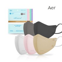 [여름용제품] 아에르 마스크 KF80 어드밴스드 라이트핏 세부리형 화이트/블랙 /그레이 대형 중형 소형 10매, 그레이