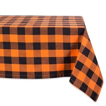 DII 버팔로 체크 컬렉션 클래식 팜하우스 식탁보 테이블 토퍼 체크무늬 101.6 x 101.6cm 레드 및 블랙 164005, Tablecloth 60x120, Orange Black