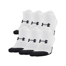 Under Armour 성인용 퍼포먼스 테크 노쇼 양말 스틸 모음 미디엄 6쌍, White (6-pairs)_6