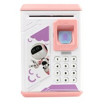 음악과 함께 전자 돼지 은행의 ATM 비밀번호 지문 돈 상자 현금 동전, 하나, 분홍