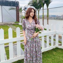 여름 반팔 셔츠 하객 꽃무늬원피스 롱 원피스 쉬즈미스블라우스