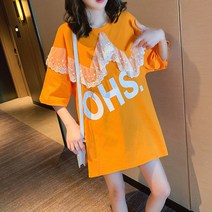 여름루즈핏티셔츠 플랫카라 여성 반소매 하프 타입 와이드 인싸템 레이스 넥타이 반팔 상의 트렌드 4703538462