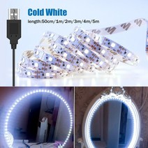 수납 원목 조명 화장대 전신 거울 led 스트립 메이크업 미러 램프 테이프 할리우드 벽 전구 전체 백라이트 미러 0.5 1 2 3 4, 2년 보증, 차가운 흰색, 1m
