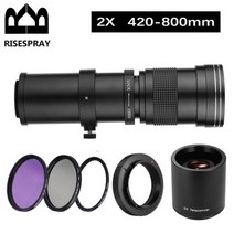RISESPRAY-2X 420-800mm F/83-16 슈퍼 망원 렌즈 수동 초점 줌 캐논 니콘 소니 NEX DSLR 카메라 포토그래프용, Macro 4/3_BLACK