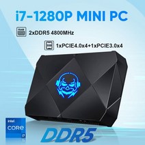 2023 12 세대 게이밍 미니 PC i7 코어 스레드 윈도우 컴퓨터 듀얼 DDR5 PCIE4.0 SSD 3x4K UHD NUC WiFi6, i5-1240P 1250P, AU, 32GDDR5 500G PCIe4.0