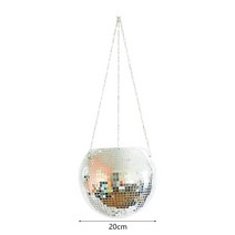 거울 반사경 garden pot planters disco ball outdoor flower pots rope mirror hang basket wall home room 정원, 은색20