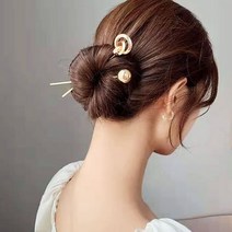 원덥 메탈 골드 실버 빈티지 링 올림머리 똥머리 헤어 비녀 2개세트