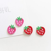 [원단쟁이] 2개입-봉제식와펜) 맛있는딸기-중 (2컬러) - 자수장식 E2, 레드
