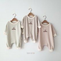 포도랑이 아기 줄무늬 쮸리 점프슈트