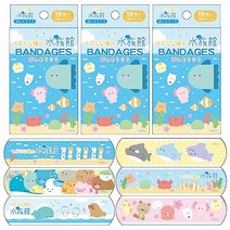 일반 의료기기 구급정창고 一般医療機器 救急絆創膏 つぶらな瞳の水族館 計54枚 18枚入(6柄×3シート) 3箱セット スタンダードサイズ 19×72mm 日本製 絆創膏 キャラクター 子供 小さ