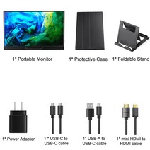 와이드 모니터 17.3 인치 240hz 휴대용 1080p hdr 100 srgb ips 스크린 gtg 3ms freesync 게임 디스플레이 pc 노트북 mac xbox 스위치, 케이스 스탠드 포함, jp 플러그