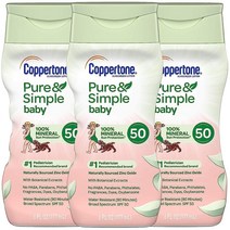 Coppertone Pure Simple Baby 티어 프리 미네랄 베이스 선스크린 로션 광범위 스펙트럼 SPF 50 16.7ml (6액량 온스) (2팩) 30.8ml (12온스, 6 Fl Oz (Pack of 1)