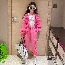 도오빠 벨리카 아동 기모 트레이닝복 세트 크롭 후드 집업 밴딩 조거 카고 팬츠 투피스 따뜻한 가을 겨울 상하세트 여아 주니어 어린이