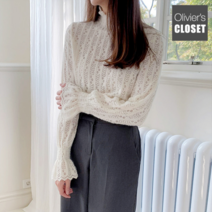 올리비에스클로젯 올리비에스클로젯 하트 레이스 프릴반목 블라우스_O2301BL006A