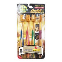 디오텍 웰빙크린업칫솔 골드 4개입 칫솔세트 금첨가 금나노