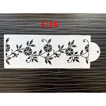 스프레이부스 29x10cm 퐁당 케이크 메쉬 스텐실 스탬프 엠보싱 웨딩 장식 도구 플라스틱 스프레이 금형 초콜릿 그리기 그림, [13] C13