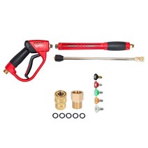 QDY 물총 고압 세척기 스프레이 건 5000 psi 가든 호스 무선 용 고압 세척기 건 5000psi 압력 세척기 스프레이 노즐 범용, 40cm, 레드, 금속